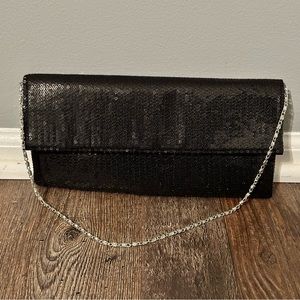 Black sequin clutch bag